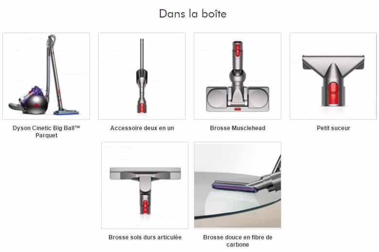 Les accessoires fournis avec le Dyson Musclehead